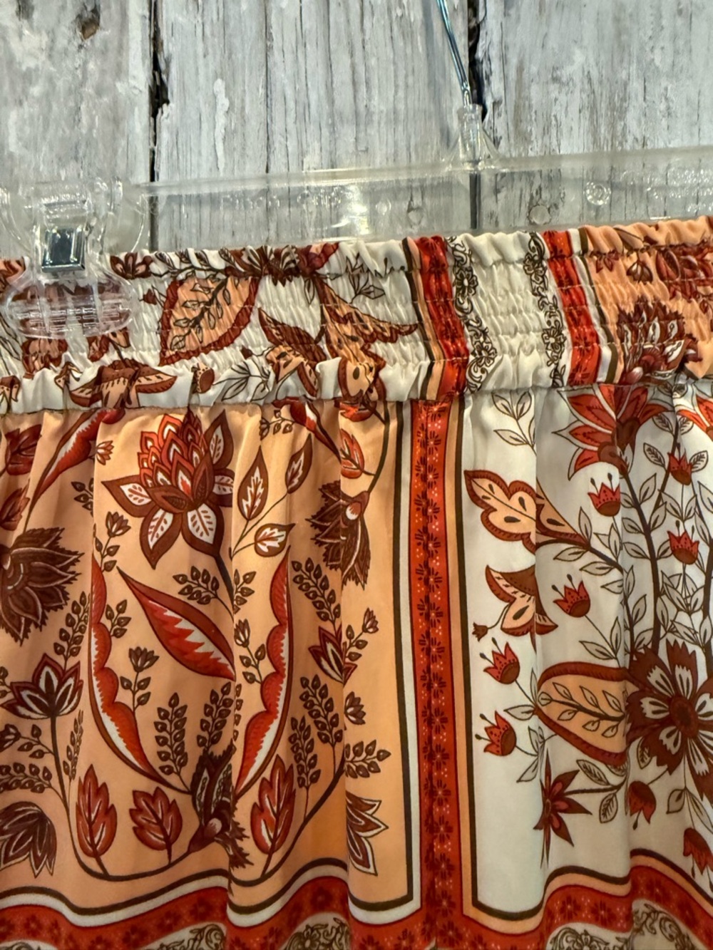 Rachel Zoe Cream Pants with Rust and Brown Floral Panels - Picture 8 of 8